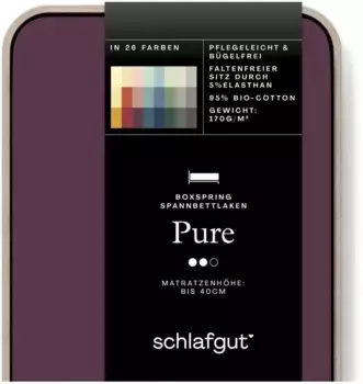 Простыня Schlafgut Pure Boxspring 180-200х200-220 см, фиолетовый