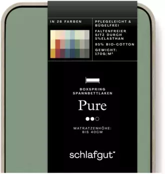 Простыня Schlafgut Pure Boxspring для матрасов высотой до 40 см 140-160х200-220 см, зеленый