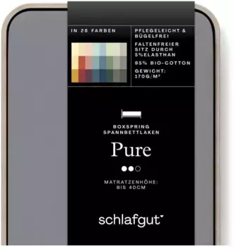 Простыня Schlafgut "PURE BOXSPRING" хлопковая 120-130х200-220 см, 1 шт., серый