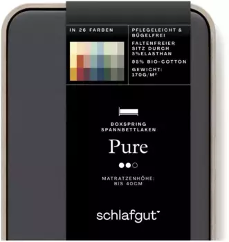 Простыня Schlafgut "PURE BOXSPRING" хлопковая 120-130х200-220 см, 1 шт., серый