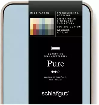 Простыня Schlafgut "PURE BOXSPRING" хлопковая 120-130х200-220 см, 1 шт., синий