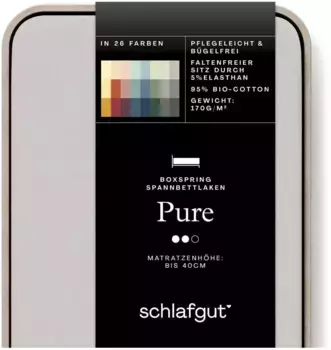 Простыня Schlafgut "PURE BOXSPRING" хлопковая 120-130х200-220 см, 1 шт., серый
