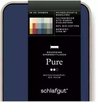 Простыня Schlafgut "PURE BOXSPRING" хлопковая 140-160х200-220 см, 1 шт., синий