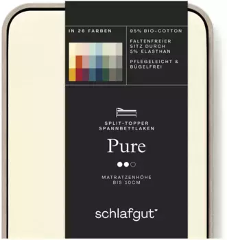 Простыня Schlafgut "Pure Split-Topper", СДЕЛАНО В ЗЕЛЕНОМ ЦВЕТЕ от OEKO-TEX 180-200х200-220 см, 1 шт., цвет Yellow Light