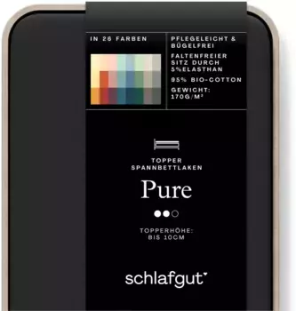 Простыня Schlafgut Pure Topper 140-160х200-220 см, грязно-черный