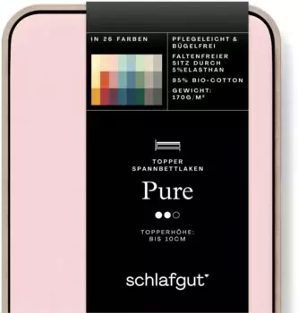 Простыня Schlafgut Pure Topper 140-160х200-220 см, светло-розовый