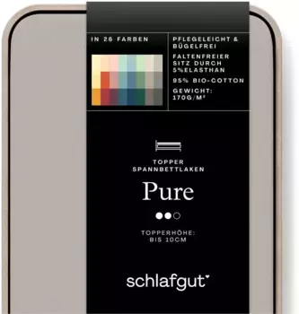 Простыня Schlafgut Pure Topper 180-200х200-220 см, цвет sand mid