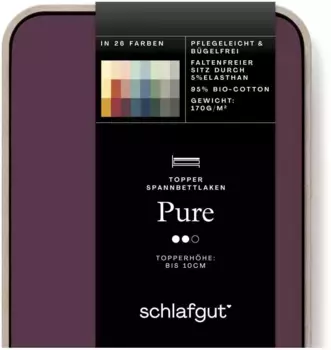 Простыня Schlafgut Pure Topper 180-200х200-220 см, фиолетовый