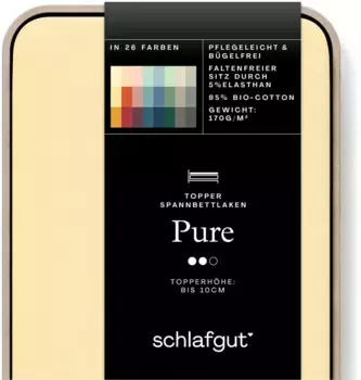 Простыня Schlafgut "PURE TOPPER" хлопковая 120-130х200-220 см, цвет yellow mid