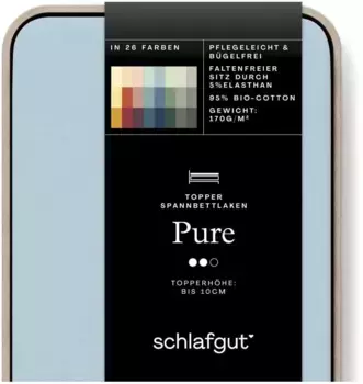 Простыня Schlafgut "PURE TOPPER" хлопковая 140-160х200-220 см, 1 шт., синий