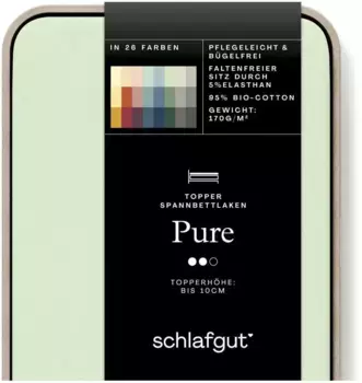 Простыня Schlafgut "PURE TOPPER" хлопковая 180-200х200-220 см, 1 шт., зеленый