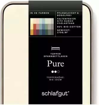 Простыня Schlafgut PURE TOPPER хлопковая 90-100х200-220 см, цвет yellow light