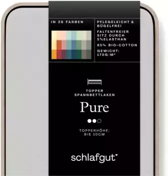Простыня Schlafgut "PURE TOPPER" хлопковая 90-100х200-220 см, 1 шт., серый
