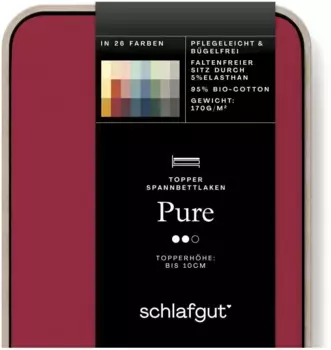Простыня Schlafgut "PURE TOPPER" хлопковая 90-100х200-220 см, 1 шт., красный