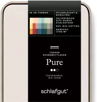 Простыня Schlafgut "PURE TOPPER" хлопковая 90-100х200-220 см, 1 шт., песочный