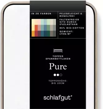 Простыня Schlafgut "PURE TOPPER" хлопковый 90-100х200-220 см, цвет full-white