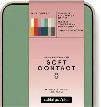 Простыня Schlafgut "Soft Contact", 100% органический хлопок 140-160х200 см, 1 шт., зеленый