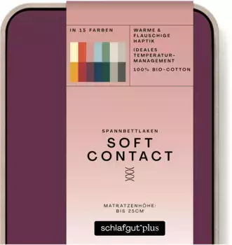 Простыня Schlafgut "Soft Contact", 100% органический хлопок 120-130х200 см, 1 шт., фиолетовый