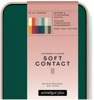 Простыня Schlafgut "Soft Contact", 100% органический хлопок 90-100х190-200 см, 1 шт., цвет Green Deep