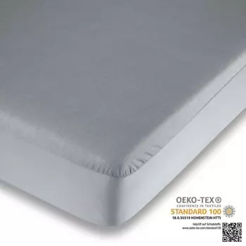 Простыня Sleep чудесно прилегающая, водонепроницаемая для детей и взрослых, серая 180 см x 190-200 см Betten-ABC