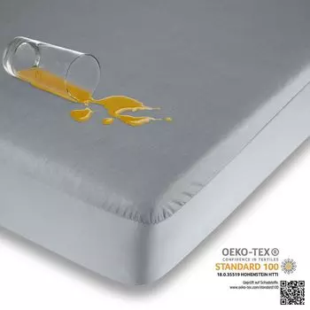 Простыня Sleep чудесно прилегающая, водонепроницаемая для детей и взрослых, серая, 100 см x 190-200 см Betten-ABC