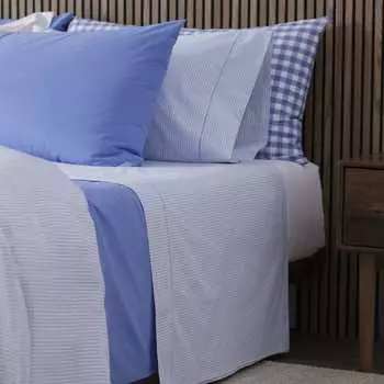 Простыня Tebas из длинноволокнистого хлопка плотностью 200 нитей Bassols, синий