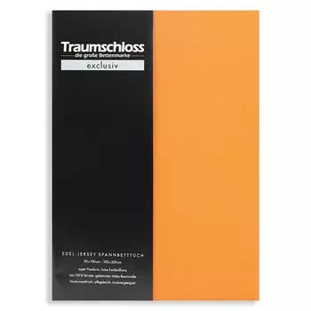 Простыня Traumschloss Exclusive из благородного трикотажа 90-100 х 200 см мандариновая 150 г/м, 100 % чесаный хлопок Mako
