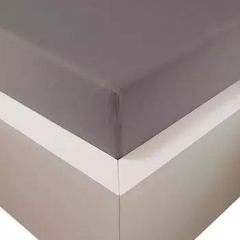 Простыня Traumschloss Premium Plus из благородного джерси 180-200 х 200-220 см серая 260 г/м, 47,5 % хлопок мако, 47,5 % лиоцелл, 5 % эластан