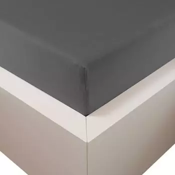 Простыня Traumschloss Premium Plus из благородного джерси 140-160 x 200-220 см антрацит 260 г/м, 47,5 % хлопок Мако, 47,5 % Лиоцелл, 5 % эластан