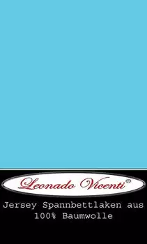 Простыня трикотажная 180-200х200 бирюзовый 100% хлопок эластичная по всему периметру leonado vicenti