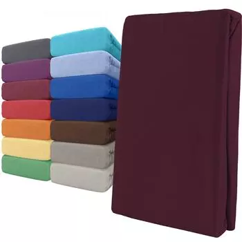 Простыня трикотажная 90-100х200 Бордо 100% хлопок эластичная по всему периметру leonado vicenti