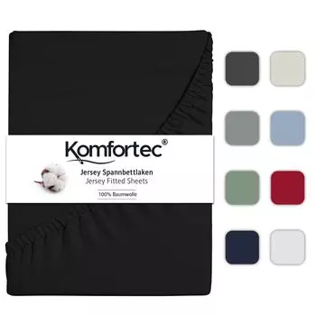 Простыня трикотажная Komfortec 140х200 см, 100% хлопок, цвет черный