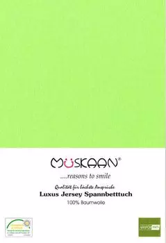 Простыня трикотажная приталенная 120х200 - 130х200 см яблочно-зеленая - 100% хлопок Mskaan