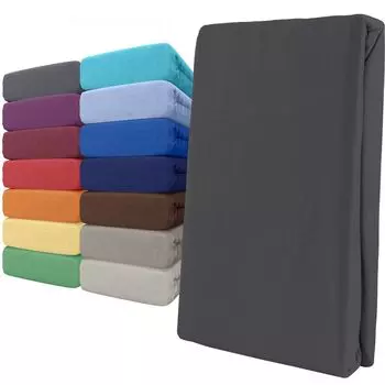 Простыня трикотажная приталенная 140-160х200 антрацит 100% хлопок эластичная по всему периметру leonado vicenti