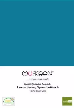 Простыня трикотажная приталенная 180х200 - 200х200 см бирюзовыйово-голубой - 100% хлопок Mskaan