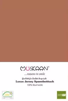 Простыня трикотажная приталенная 180х200 - 200х200 см нуга коричневая - 100% хлопок Mskaan