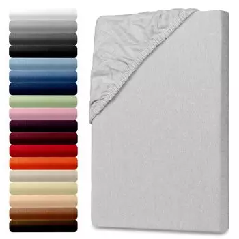 Простыня трикотажная приталенная 90-100х190-200см серая Julido