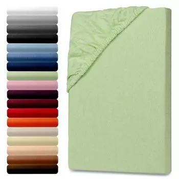 Простыня трикотажная приталенная 90-100х190-200см зеленая Julido