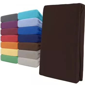 Простыня трикотажная приталенная 90-100х200 коричневая, 100% хлопок, резинка по всему периметру leonado vicenti