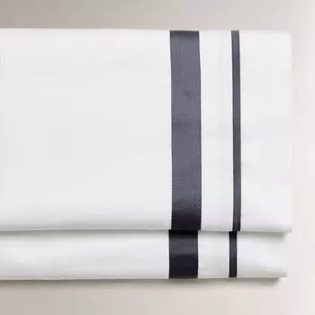 Простыня Zara Home Border, белый/темно-синий