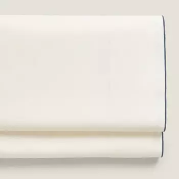Простыня Zara Home Cotton Percale 300 Thread Count, экрю/синий