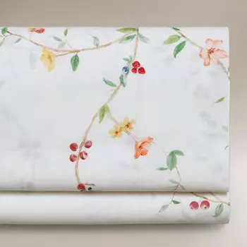 Простыня Zara Home Floral Print Percale 200 Thread Count, белый