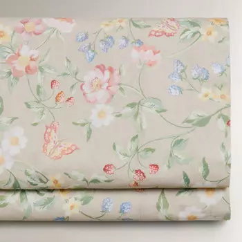 Простыня Zara Home Floral Print, желтовато-белый