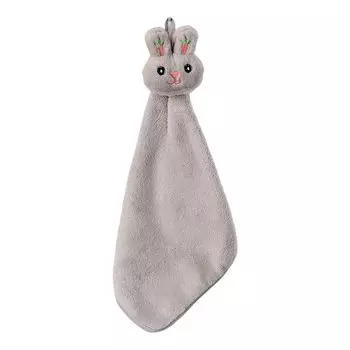 Протираемое полотенце Мягкое утолщенное суперабсорбирующее быстросохнущее подвесное дизайнерское чистящее коралловое флисовое полотенце с рисунком кролика для кухни, ванной комнаты, отеля, чайное полотенце для детей, цвет хаки Stuttg, серый