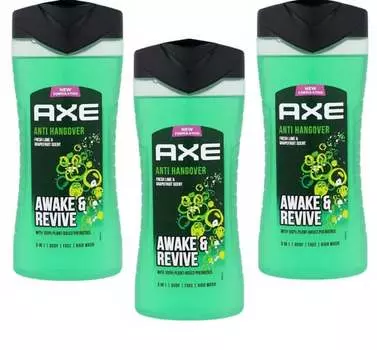 Против похмелья, гель для душа, 3х400мл Axe