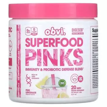 Противовоспалительная розовая смесь со вкусом лимонада Obvi Superfood Pinks, 124 г
