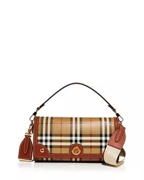 Проверьте &; Кожаная сумка через плечо с ручкой сверху Burberry, цвет Tan/Beige