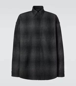 Проверенная фланелевая рубашка из смесовой шерсти Balenciaga, Grey/Black