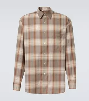 Проверенная шерстяная рубашка Auralee, Gray Brown Check