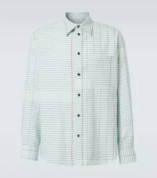Проверенная шерстяная рубашка из твила Bottega Veneta, Dewdrop/Pink/Blue